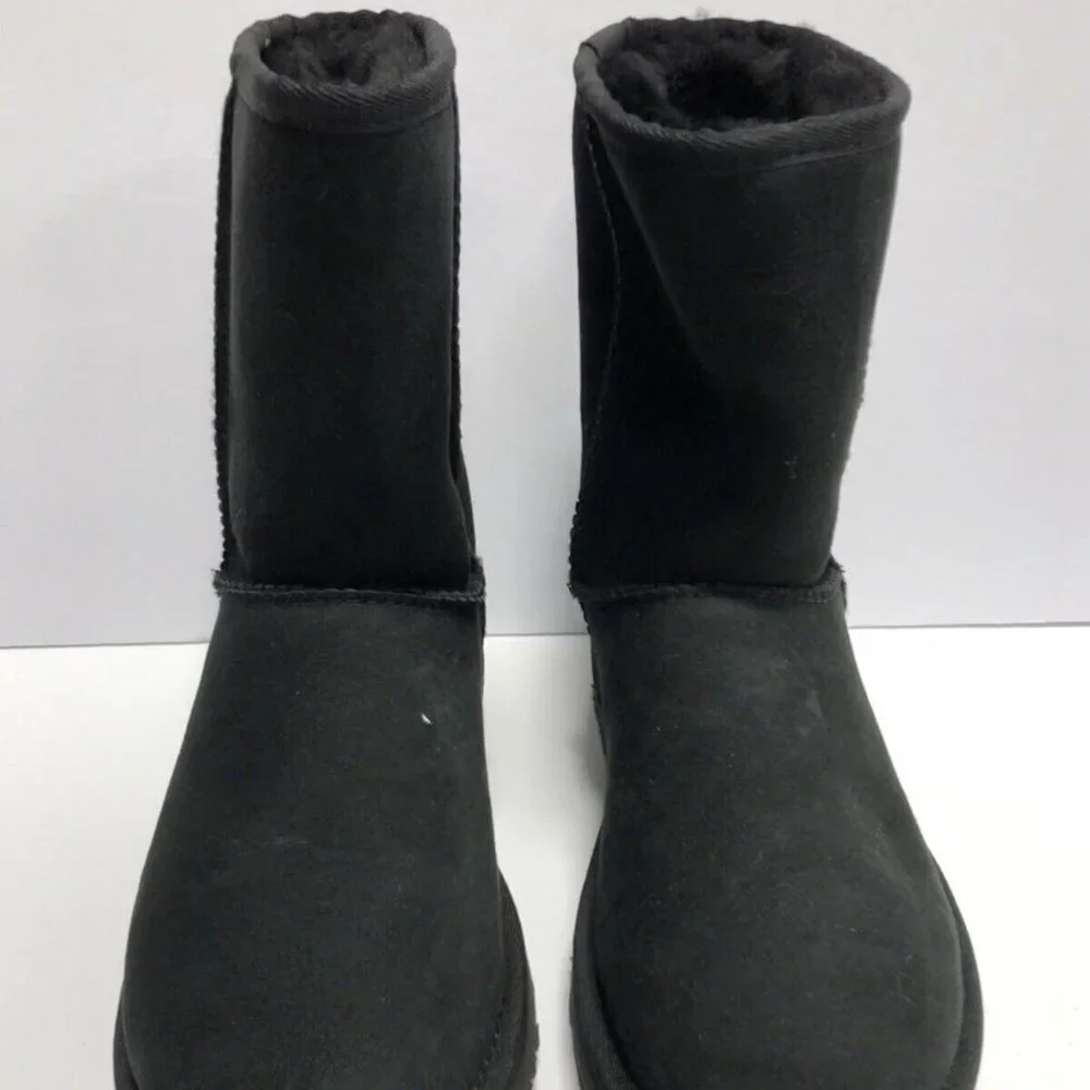 UGG Women's Classic Short II Boots Black Suede, Size 7 M
